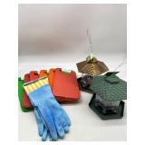 Misc Lot, Bird Feeder, Garden Kneeling Pads, Glove