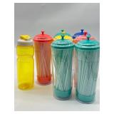 Large Lot of 7 PCs 80 Ct Disposable Straws in Cont