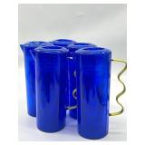 Lot of 5 Plastic Blue Pitcher with 4 Cups Each