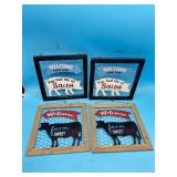 New 4pc wooden chicken wire farmhouse decor signs