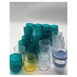 Large Lot of 24 Plastic Cups, Variety of Colors/De