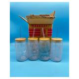 4pc Dolly Parton Butterfly Glass Tumblers w/ Bambo