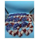 Lot of 12 Patriotic Heart Tinsel Decoration 12