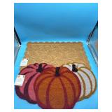 2pc Coir Fall Seasonal Pumpkin Door Mats