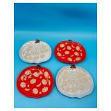Lot of 4 ceramic pumpkin trays 8