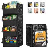 TidyFriend 6 Pack Stackable Storage Bins Open Fron
