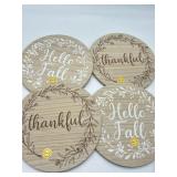 Lot of 4, 13 Inch Wooden Thanksgiving Themed Lazy