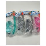 Lot of 4 Adult Snorkal Masks for Ages 14 & Up, Var