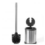 Modern Deluxe 11 in. Toilet Brush with Lid in Silv