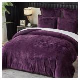 Ivellow Crushed Velvet Comforter Set Queen Purple