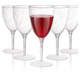 16pcs Plastic Wine Glasses 8 oz Clear Hard Reusabl