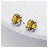 Eli Pebble - Citrine Birthstone Ear Studs, Novembe
