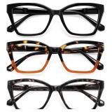 3Pack Reading Glasses for Women-Blue Light Blockin
