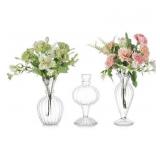 Glasseam Glass Small Bud Vases: Ribbed Clear Set o
