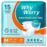 WhyWorry Adult Diapers with Tabs, Disposable Incon
