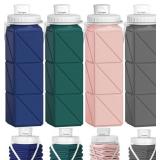 4pack Collapsible Water Bottles, 20.6oz Foldable W