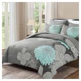 Yiran 7 Pieces Bed in a Bag Floral Comforter Set Q
