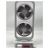 White Rotational Desk Fan, 2 Independent Fans with