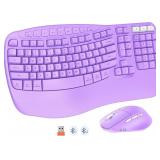 MEETION Wave Ergonomic Keyboard and Mouse, Wireles