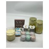 Large Lot of Candles & Wooden Tabletop Decor