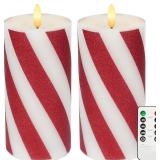 2 Pcs Christmas Wreath Flameless Pillar Candles Ca
