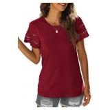 XL Wiholl Womens Tops Dressy Casual Short Sleeve S