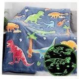Glow in The Dark Dinosaur Blanket for Kids, 50"x60