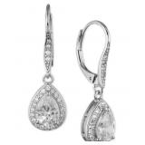 Anne Klein Teardrop Crystal and Pav  Drop Earrings