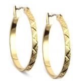 ANNE KLEIN GOLD-TONE TEXTURED HOOP EARRINGS, .86"