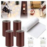 VitalCozy 7 Pcs Christmas Village Reddish Brown Ro