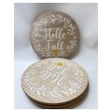 Set Of 4 Wooden Fall Themed Lazy Susans