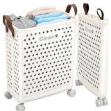 Collapsible Laundry Basket on Wheels for Children