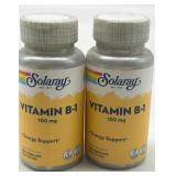 Exp 11/2027, Lot of 2, SOLARAY Vitamin B-1 100 mg,