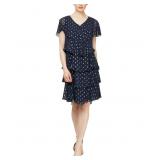 SL Fashions Polka-Dot Tiered Shift Dress - Blue -
