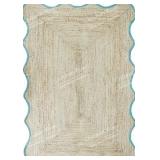 3 x 5 Ft Chouhan Rugs Natural Jute Wave Scalloped