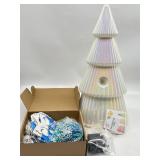 Lot of 3- 2 Light up Trees Small and Big, 1 Box of