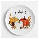 Decorative Thanksgiving Serving Plate, Grateful Fa