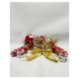 Lot of 11- 2 Holiday Ribbons and Bows Sets, 1 Set