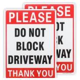2 Pack Please Do Not Block Driveway Sign, 14"x 10"
