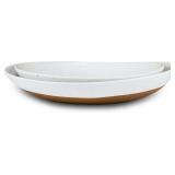 MORA Ceramic Large Serving Bowls- Set of 2 Oval Pl