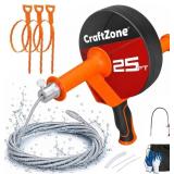 Drain Auger 25 Ft,Plumbing Snake With Drill Adapte