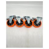 4 Orange Wheels with Locks 4.8"