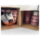 Halloween decorations box and Christmas tins 8pk A