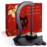 Black Cat Yarn Holder for Crocheting, Wooden Croch