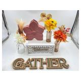 All new home decor , 3 faux flower vases , a welco