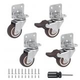 Side Mount Casters Set of 4 with Brake,1.25inch L-