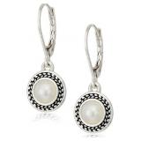 Napier Women's Silvertone and White Pearl Drop Lev