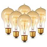 Jslinter 6-Pack Edison Light Bulb 60 Watt, Dimmabl