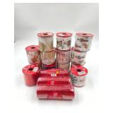 10 pack of Christmas ribbon and 3 pack of decorati