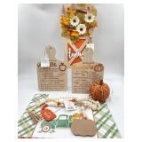 Fall lot - 6 plastic placemats, 2 pie recipe woode